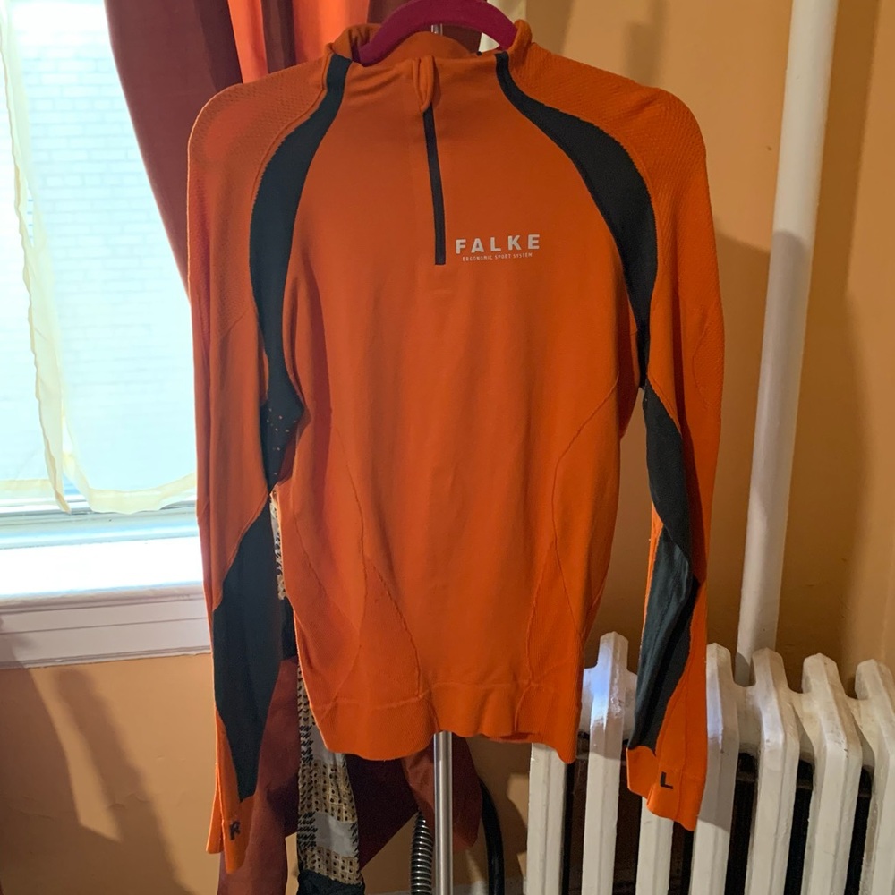 L Falke Ergonomic Sport System Orange Long Sleeved 1/4 Zip Shirt